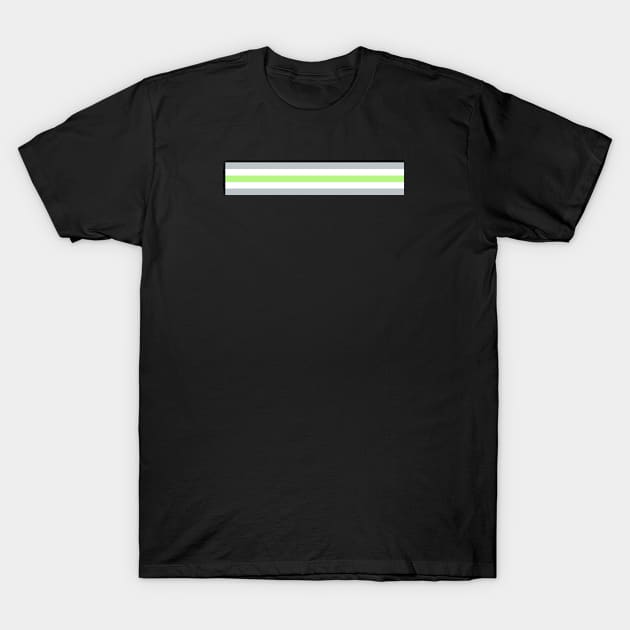 Agender Pride Flag Horizontal Stripe on Black T-Shirt by VernenInk